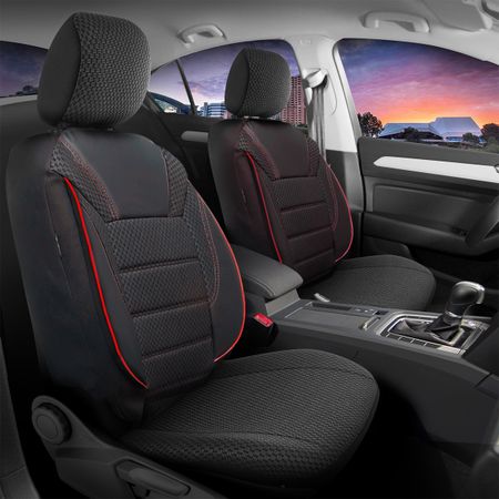 Huse auto pentru Citroen Berlingo (II) 2008-2018 PALERMO_Negru cu rosu 2+3