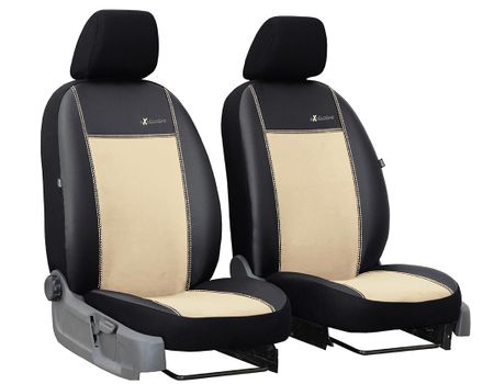 Huse auto pentru Dacia Logan (II) 2012-2020 Exclusive Alcantara - bej 1+1, față